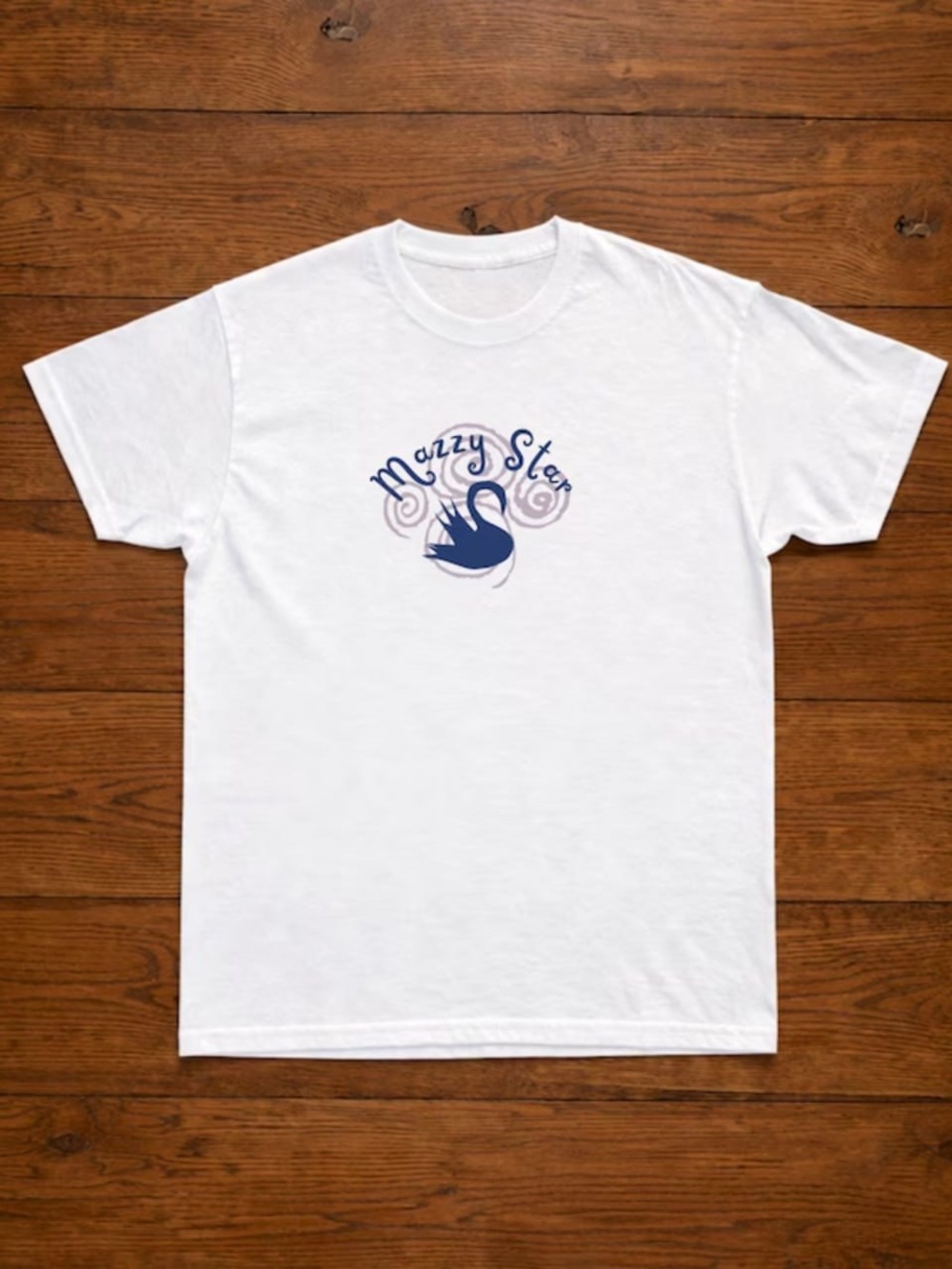 Gildan White Short Sleeve Tee with Navy Swan Graphic